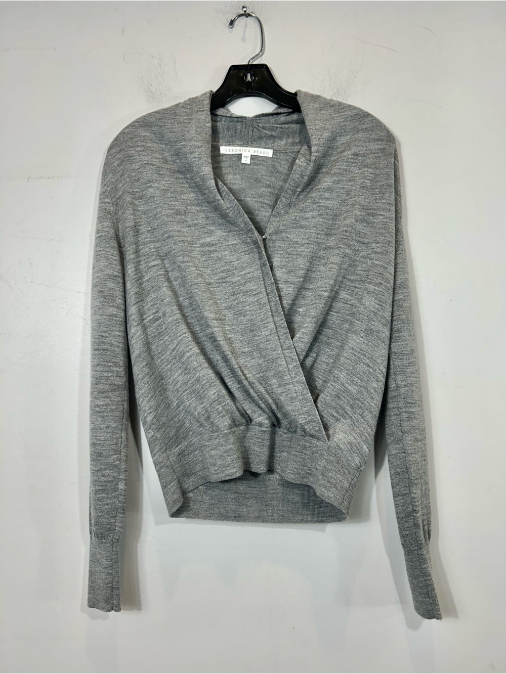 Veronica Beard Grey 100% Merino Wool Wrap Sweater Size XS